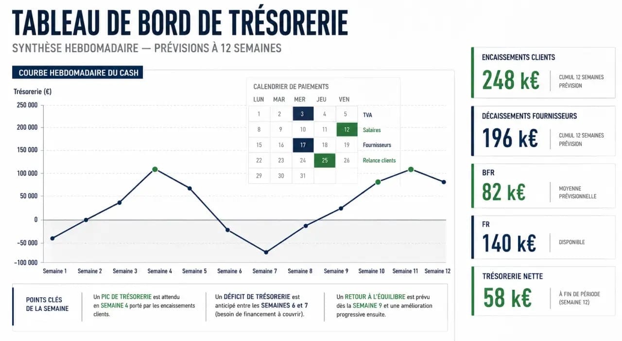 Optimiser la gestion de trésorerie d'entreprise grâce à mon conseiller financier : tableau de bord des flux de cash et de la trésorerie nette